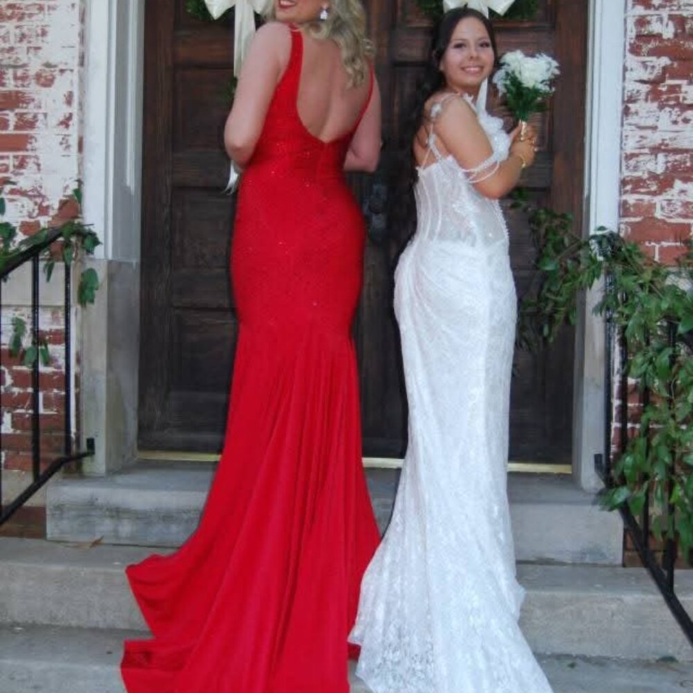 9/10 Red backless Prom dress or pagent